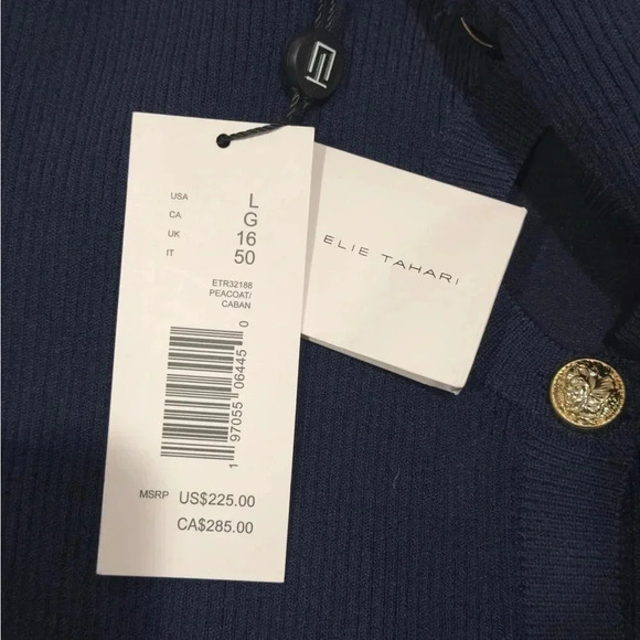 Elie Tahari The Mara Keyhole Button Up Cardigan, Black, Gold Buttons, NWT - Picture 7 of 8